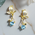 Earrings Laurel with Blue Sapphire and Sky-Blue Topaz